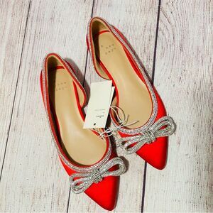 Women's Juliette Bow Ballet Flats - A New Day Red 6 NEW